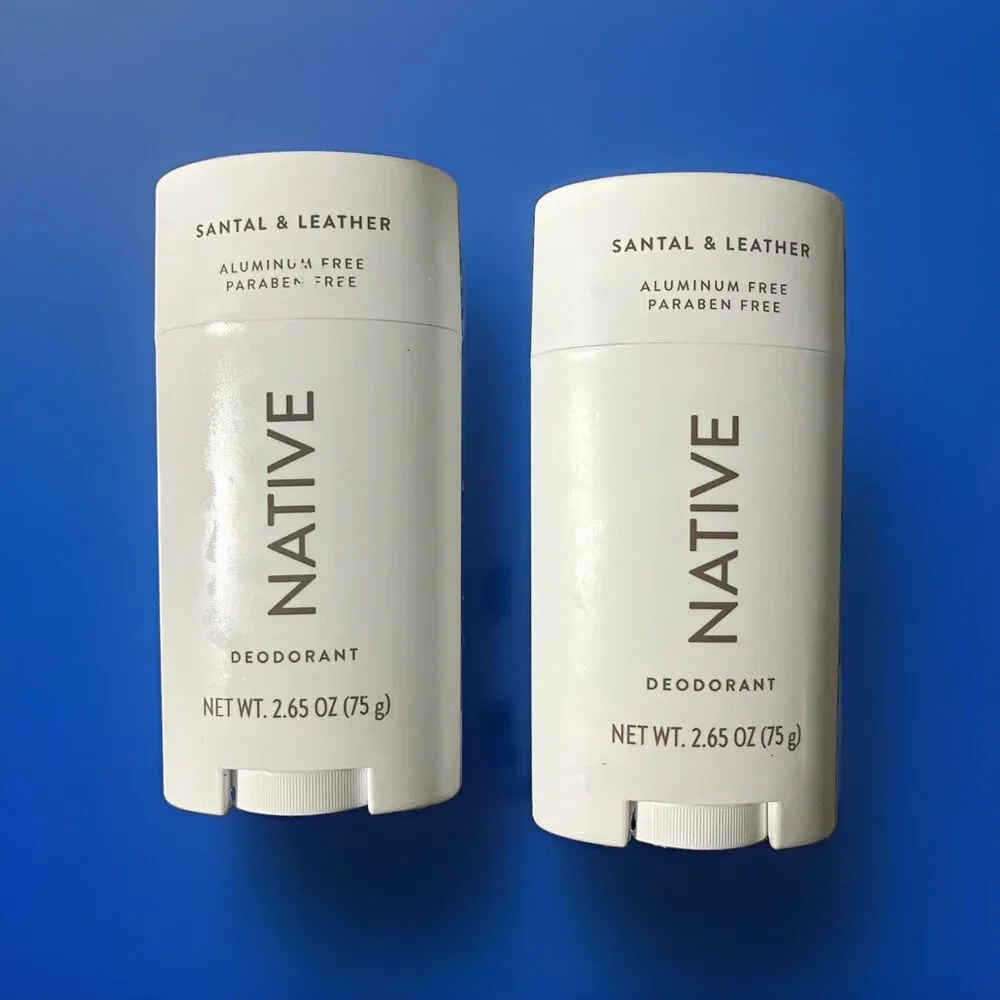 Native Deodorant Stick Santal &Leather 2.65 oz Aluminum-Free Paraben-Free 2 pack